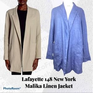 Lafayette 148 New York Malika Blue Linen Jacket